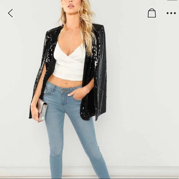 sequin cape blazer